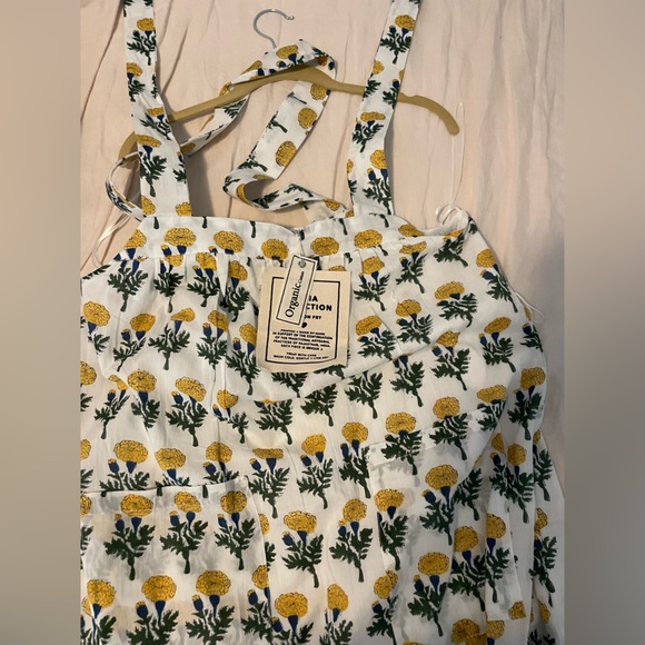 NWT Emerson Fry IZZY LONG DRESS - BIG MARIGOLDS WHITE ORGANIC - small - Picture 6 of 6